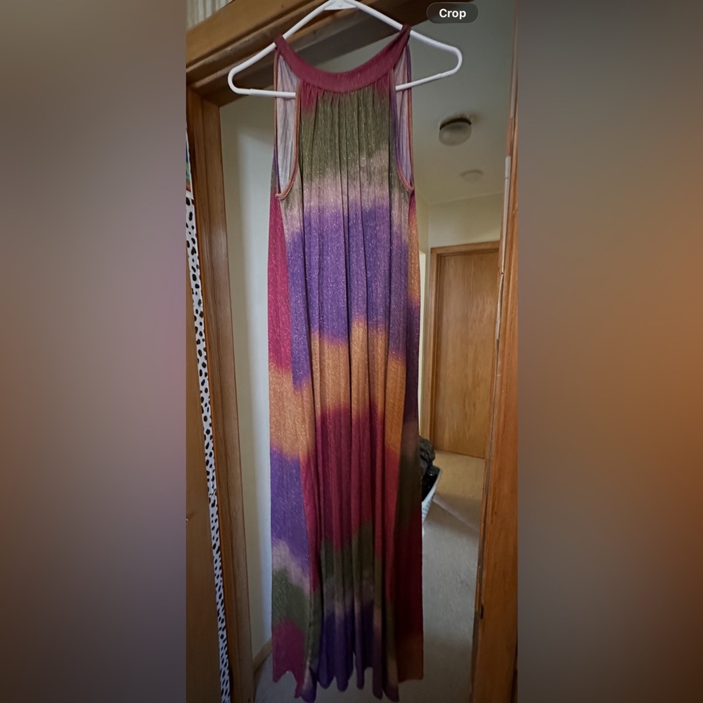 Made in Italy Metallic Ombre Maxi Dress | Halter Tie Neck -Boho Resort